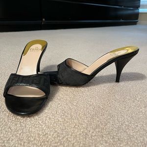 Fendi black peep toe sandals